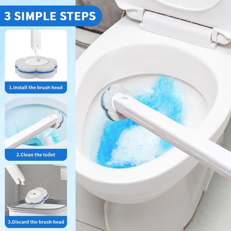 clowand 48 Count Disposable Toilet Brush Refill Pads, Disposable Toilet Bowl Wand Refills, Toilet Cleaning Refills, Toilet Scrubber Refills, Brush Head Replacement - Image 3